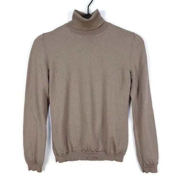 Moschino Sweaters - Moschino Cashmere Silk Wool Blend Turtleneck Sweater Taupe Brown XS